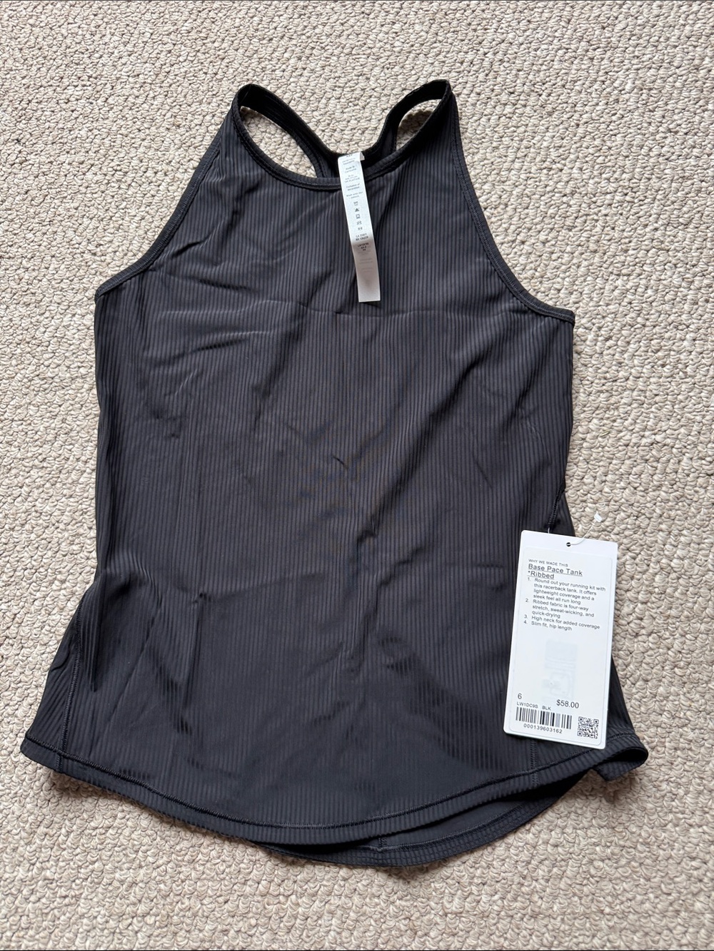 Lululemon Base Pace Tank-Ribbed-Black